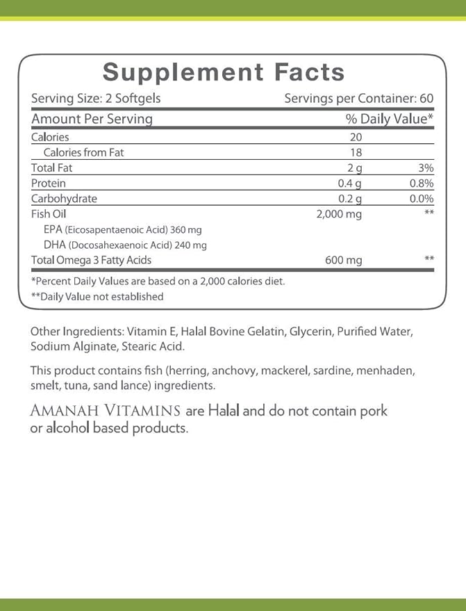 Omega 3 Fish Oil 2000 mg 120 Softgels