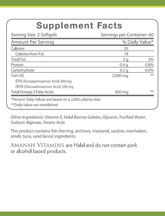Omega 3 Fish Oil 2000 mg 120 Softgels