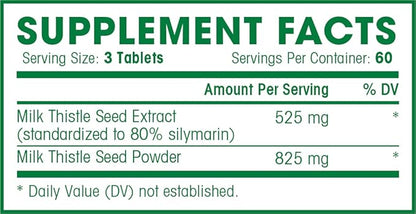 Milk Thistle - 180 Count - 1350 mg 60 servings