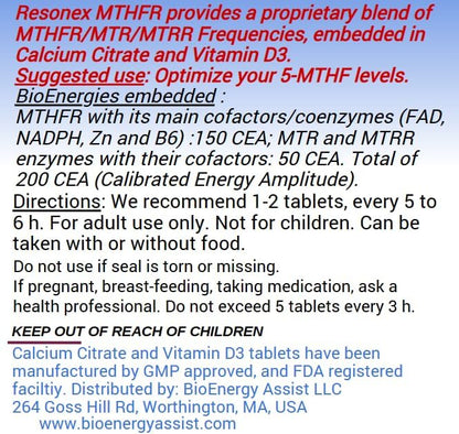 MTHFR Frequencies- 120 Tablets - with Natural Frequencies of The MTHFR, MTR and MTRR to Support Methylation, 5-MTHF and B12 Production