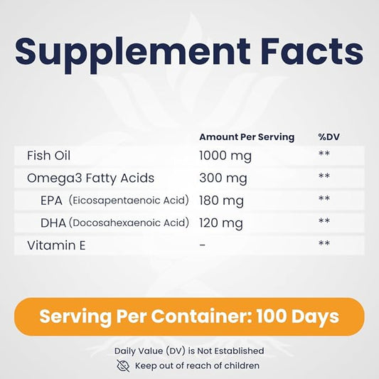 Fish Oil 1000 mg Softgels, 300 3 Supplements, 200 Softgels, 100 Days