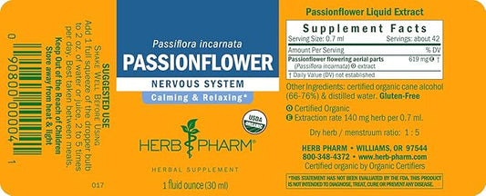Herb Pharm Certified Organic Passionflower Extract 1 Ounce