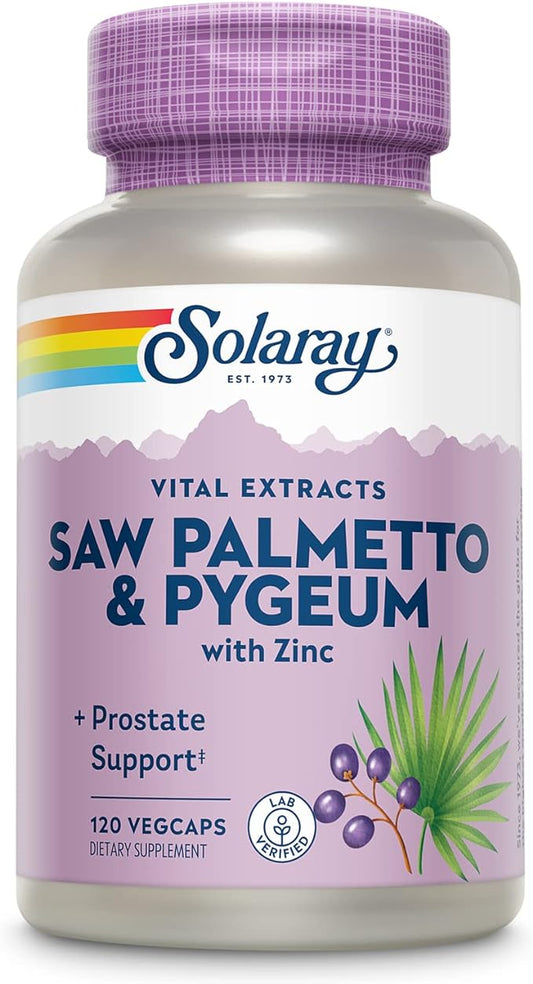 SOLARAY Saw Palmetto and Pygeum B6, Pumpkin (120 VegCaps)