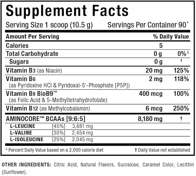 ALLMAX Nutrition AMINOCORE BCAA Powder, 8.18 Grams of Amino Acids, Intra and Post Workout Recovery Drink, Gluten Free, Sweet Tea, 945 g