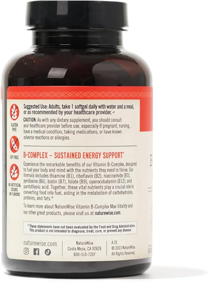 NatureWise Vitamin B Complex for Women B1 B2 B2 B3 B3 B6 B6 B12 B12 - 360 Softgels[1-Year Softgels[1-Year Supply]