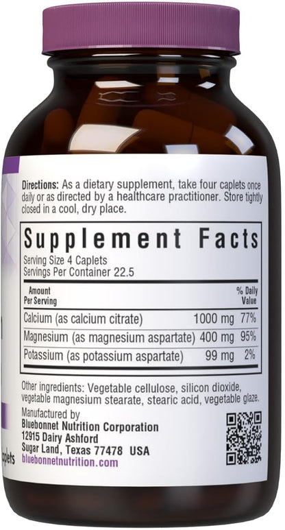 BlueBonnet Calcium Magnesium Plus Potassium Caplets, 90 Count