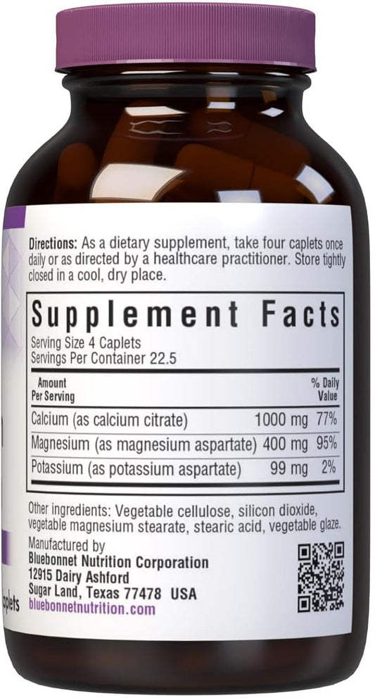 BlueBonnet Calcium Magnesium Plus Potassium Caplets, 90 Count