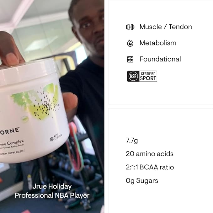 THORNE Amino Complex - Clinically-Validated EAA and BCAA Powder for Pre or Post-Workout - Promotes Lean Muscle Mass & Energy Production - NSF Certified for Sport - 30 Servings - 8.1 Oz - Lemon Flavor