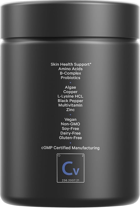 Codeage Clearface Pantothenic Acid, Niacin Supplement, Vitamins A, C, D3, E, Probiotics, Zinc, Riboflavin, Thiamin, L-Lysine HCL & Omega-3, Niacinamide, Skin Botanical Blend - Non-GMO - 90 Capsules