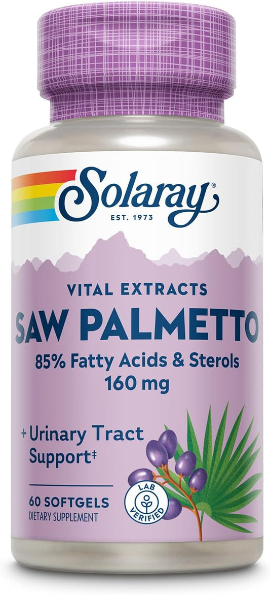 SOLARAY Saw Palmetto Extract 136 mg 60-Day Money-Back (60 Servings, 60 Softgels)