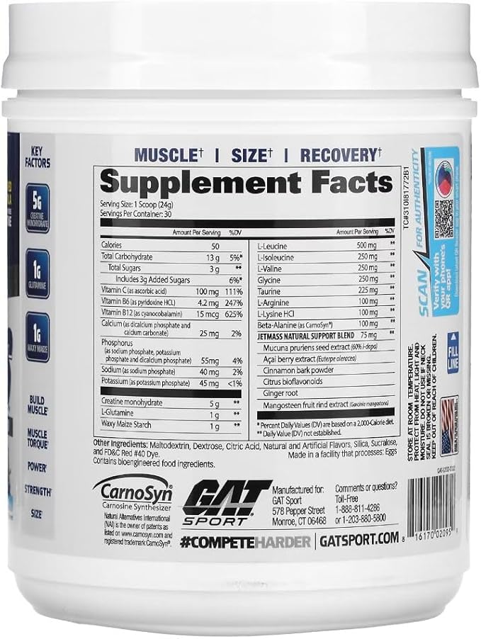GAT SPORT JetMass Fact-Acting Volumizing Creatine System, 30 Servings (Tropical Ice)
