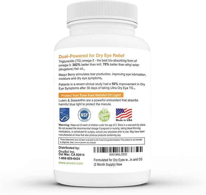 Ultra Dry Eye TG Omega-3, Omega-7, Omega-7, Maqui D3 (2 (2 Month