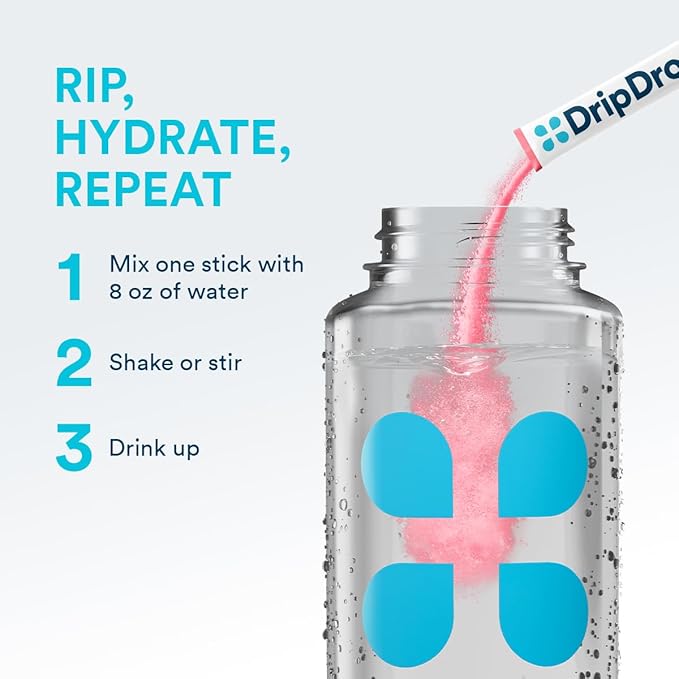 DripDrop Hydration - Zero Sugar Watermelon - Electrolyte Drink Mix Single Serve Powder Packets | Non-GMO, Gluten Free, Vegan | 32 Sticks