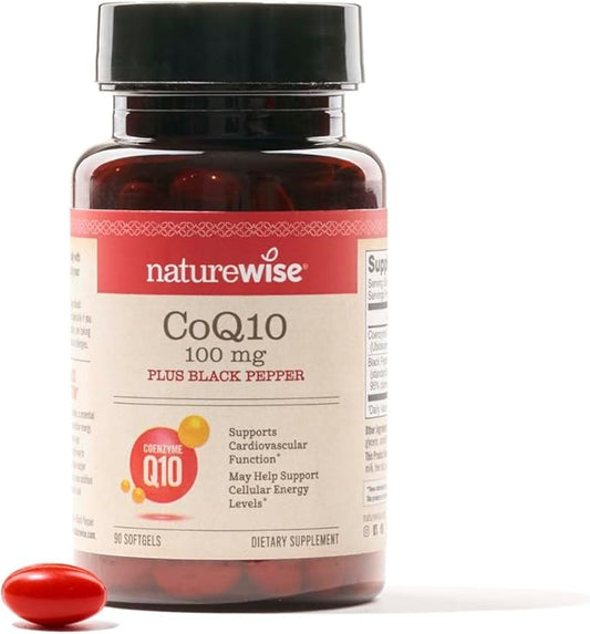 NatureWise CoQ10 100mg Softgels, High Absorption CoQ10 with 90 Softgels[3-Month Softgels[3-Month Supply]