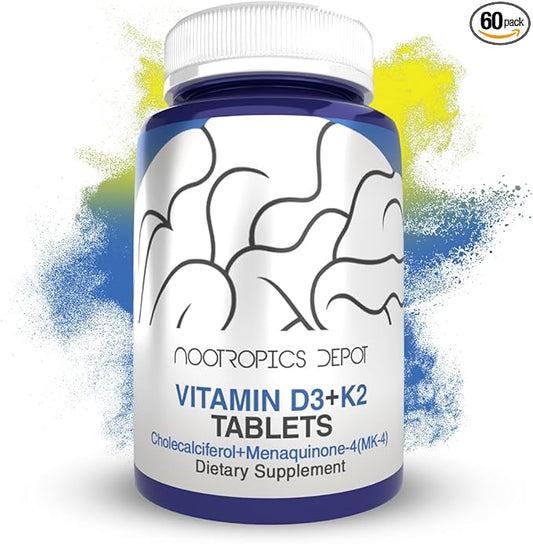 Nootropics Depot Vitamin D3 + K2 60 Count Menaquinone-4 (MK-4) (MK-4) |
