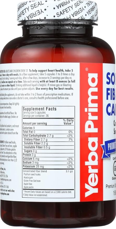 Yerba Prima Soluble Fiber Capsules, 180-Count