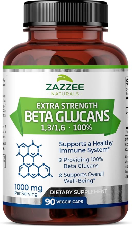 Zazzee Extra Strength 1,3/1,6 Beta Glucans, 1000 mg, 100% Concentrated, 90 Vegan 100% Vegetarian,