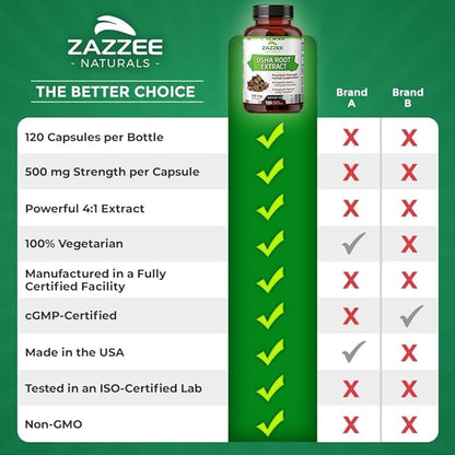 Zazzee OSHA Root 4:1 Extract, 500 120 Vegan 4 Month 4X Extract, 100% Vegetarian,