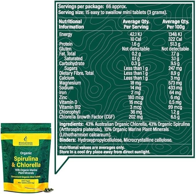Organic Spirulina & Chlorella + Marine (200 mg) (1000)