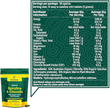 Organic Spirulina & Chlorella + Marine (200 mg) (1000)