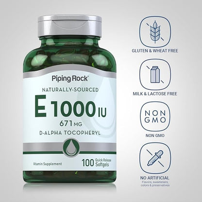 Piping Rock Vitamin E 1000 IU 671mg | 100 Softgel
