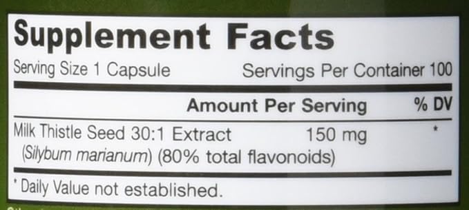 Jarrow Formulas Milk Thistle 150 mg 30:1 Standardized 100 Veggie 33-100 Day