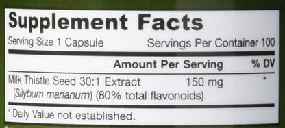 Jarrow Formulas Milk Thistle 150 mg 30:1 Standardized 100 Veggie 33-100 Day