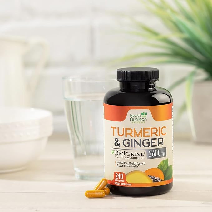 Turmeric Curcumin with BioPerine & Ginger 95% Curcuminoids 2600mg - 240 Capsules