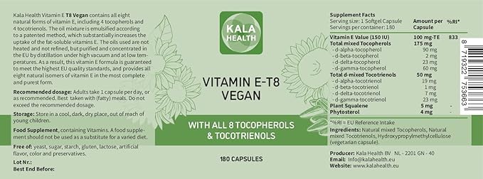 Kala Health Unique Vegan Formula 8 Tocopherols