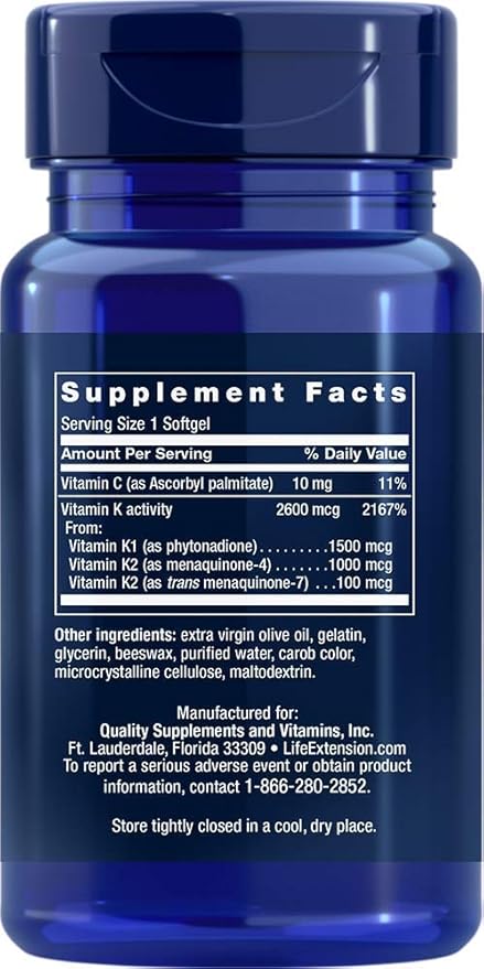 Life Extension Super K with Advanced K2 Complex 90 Softgels (3 Pack)