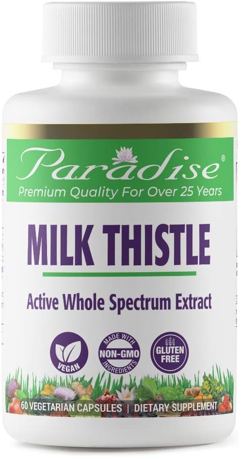 Paradise Herbs Milk Thistle, Active Whole 60 Vegetarian