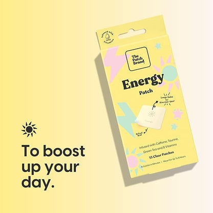 The Patch Brand Energy Patches | Supports Energy with Caffeine and B5 and B3 | All Natural Vitamins & Mineral Patch Plant Based and Cruelty Free Water Resistant Patches That Last All Day