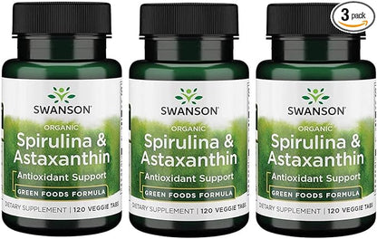 Swanson Organic Spirulina & Astaxanthin 120 3 Pack
