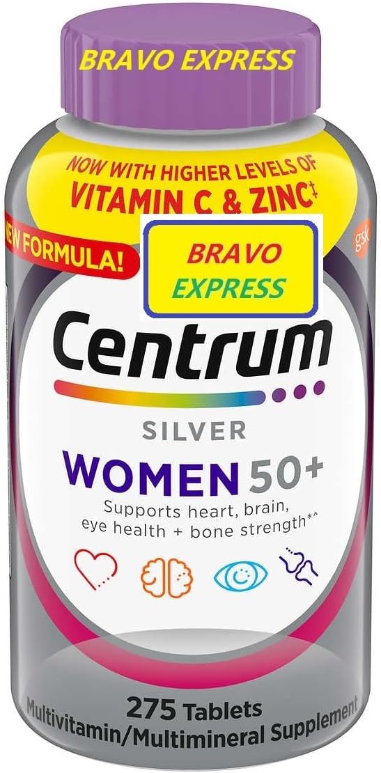 Bravo EXPRESSCentrum Silver Women 50+ 50 Plus Multivitamin, MultivitaminS, 275 Tablets, with Bravo Express Sticker