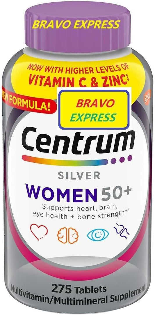 Bravo EXPRESSCentrum Silver Women 50+ 50 Plus Multivitamin, MultivitaminS, 275 Tablets, with Bravo Express Sticker