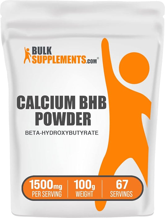 BulkSupplements.com Calcium BHB Powder - Beta-HydroxyButyrate Powder, BHB Supplement - BHB Salts, Electrolytes Supplement - Unflavored, 1500mg per Serving, 100g (3.5 oz) (Pack of 1)