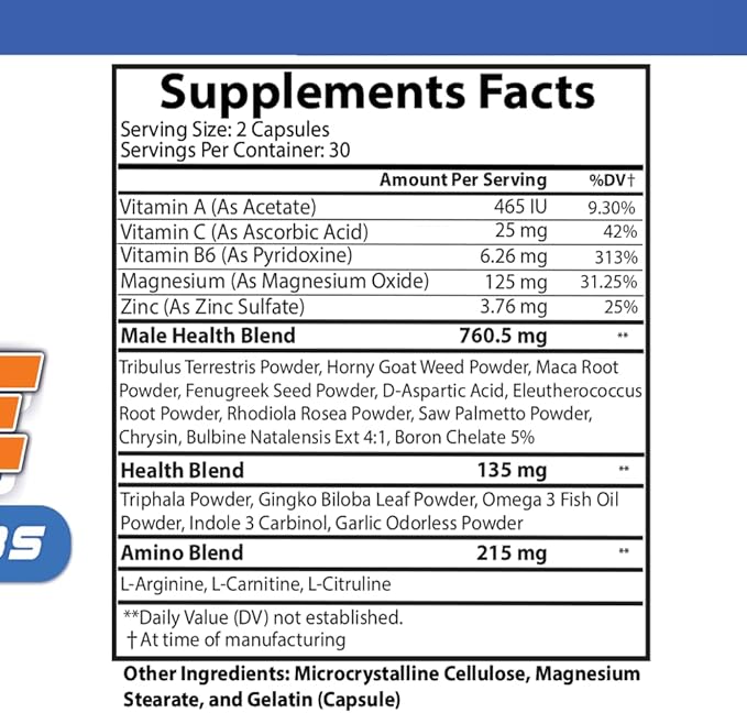 Angry Active 23in1 Men's Multi-Vitamin + Herbs & Minerals, Multivitamin Capsules to Support Energy, Immunity and Overall Health, 60ct