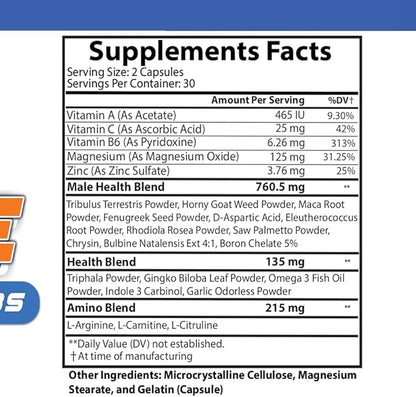 Angry Active 23in1 Men's Multi-Vitamin + Herbs & Minerals, Multivitamin Capsules to Support Energy, Immunity and Overall Health, 60ct