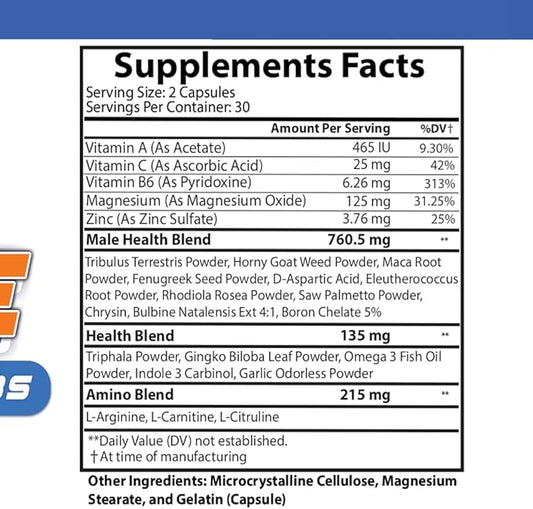 Angry Active 23in1 Men's Multi-Vitamin + Herbs & Minerals, Multivitamin Capsules to Support Energy, Immunity and Overall Health, 60ct