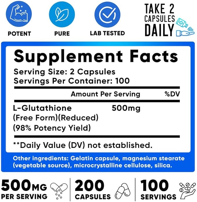 We Like Vitamins Glutathione 500mg Per Serving 200 Glutathione