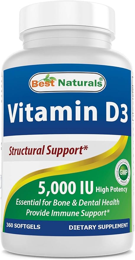 Best Naturals Vitamin D3 5000 IU 360 Softgels