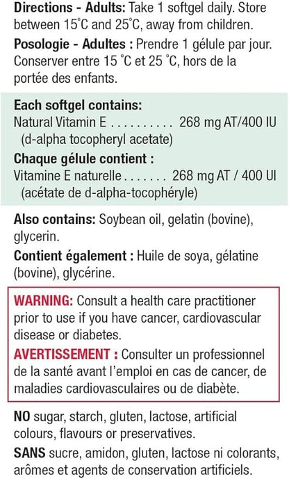 JamiesonVitamin E 400 IU . Bonus 100+20 Softgels