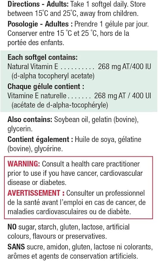 JamiesonVitamin E 400 IU . Bonus 100+20 Softgels