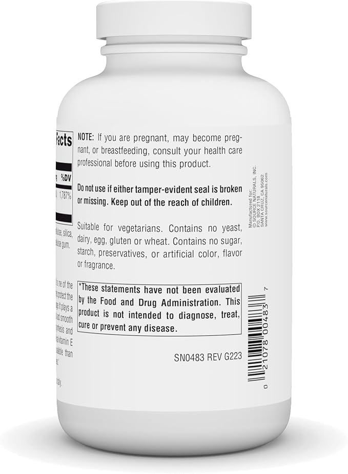 Source Naturals Vitamin E, 400 iu 250 Tablets