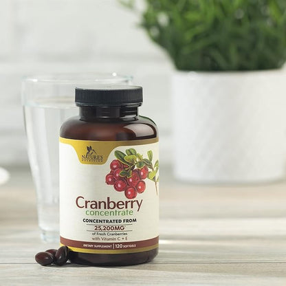 Cranberry Concentrate Extract Supplement for Women 25,200mg Formula 120 Softgels