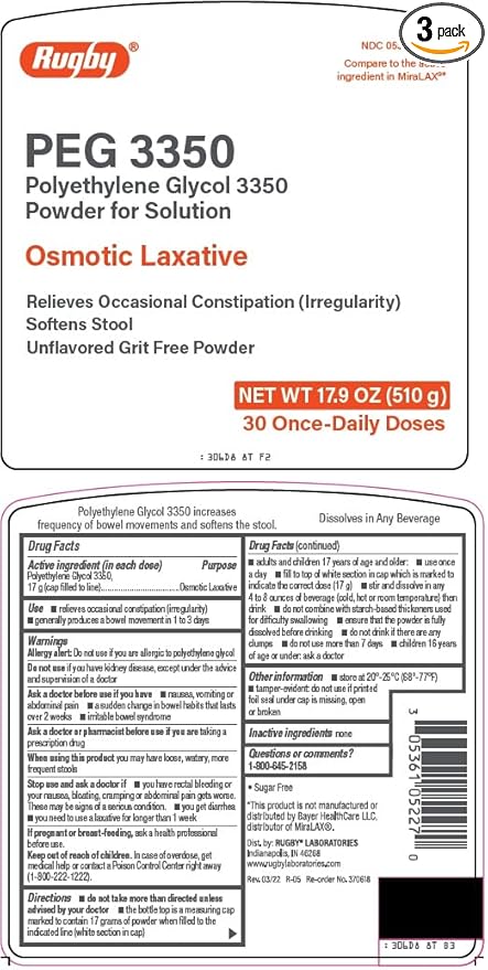 Rugby Polyethylene Glycol (PEG) 3350 Osmotic 17.9 Oz 30 Once-Daily
