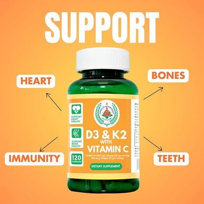 Vitamin D3 10000 IU & Vitamin K2 100 100 mcg 120 Capsules