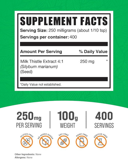 BulkSupplements.com Milk Thistle Extract Powder 250mg per 100g (3.5 (3.5 oz) 1)