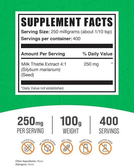 BulkSupplements.com Milk Thistle Extract Powder 250mg per 100g (3.5 (3.5 oz) 1)