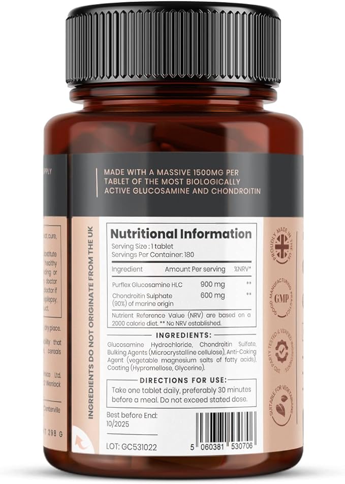 pureclinica High Strength 1500mg Glucosamine HCL 180 Tablets